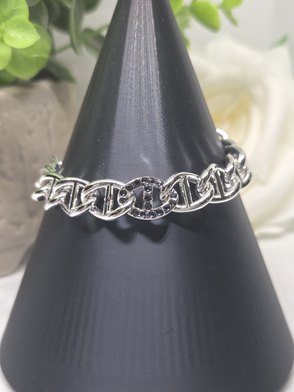 BP Silver Chain Bracelet with Sapphire Crystal Accent